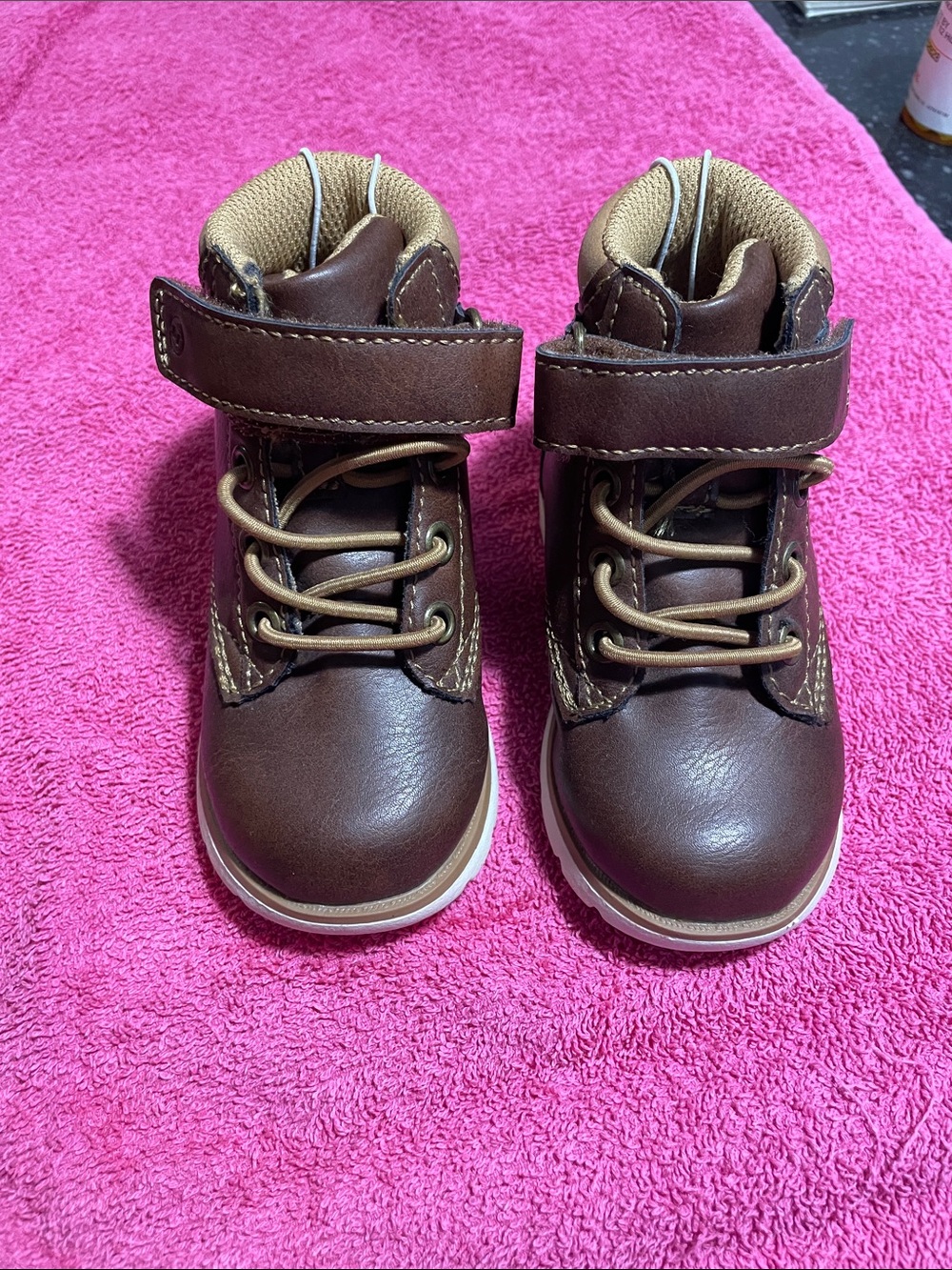New! Jack by BB Dakota Brown Kids Lace-Up Ankle Boots with Hook-and-Loop Strap